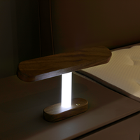 Nouvelle Lampe de Chevet LED Créative Tactile Rechargeable à Trois Couleurs pour Chambre, Multifonctionnelle, avec Horloge et Support en Bois