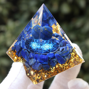 <b>Crystal</b> <b>Chip</b> Pyramid Resin Epoxy Craft Desktop Ornament Lapis Lazuli Hexagram Home Decoration Gift - Product Image 4