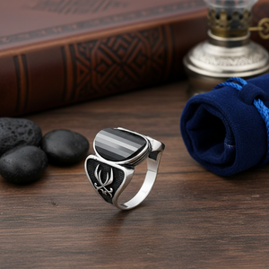 Ottoman Design Triangle Cut Onyx Gemstone Design <b>Men</b> <b>Rings</b> Authentic <b>Men</b> <b>Ring</b> Wholesale Handmade 925 Sterling <b>Silver</b> - Product Image 3