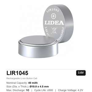 3,6V Wiederaufladbare Lithium-Ionen-Knopfzellenbatterie UL-Zertifiziert LIR1045 für Smart Wearable <span class=keywords><strong>LIDEA</strong></span> Marke Hergestellt in China - Product Image 3