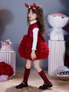 Robe courte à manches courtes en maille moelleuse de haute qualité pour filles, nouveau design, idéale pour les fêtes d'anniversaire des enfants - Product Image 3