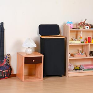 Đen hẹp Cán có thể gập lại giặt lưu trữ giỏ cản trở giặt <span class=keywords><strong>Hamper</strong></span> với bánh xe, mỏng giặt giỏ với xử lý - Product Image 3