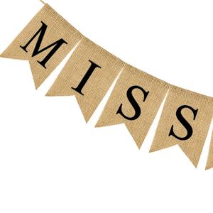 Bannière de fête en jute personnalisée pour la <span class=keywords><strong>saison</strong></span> des diplômes, motif « Nous vous manquerons », guirlande de drapeaux à queue d'hirondelle - Product Image 5