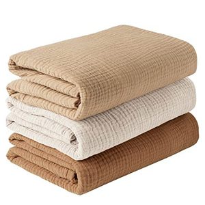 100% coton couleur unie impression mousseline Swaddle couverture 3pc-packing bébé dormir literie couverture - Product Image 4