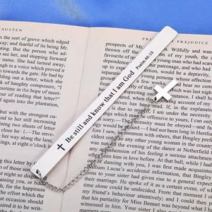 Marcapáginas de Metal Personalizado con Grabado de Letras Cristianas Inspiradoras, Corte Láser en Acero Inoxidable, con Cruz y Borla, para Libros - Product Image 5