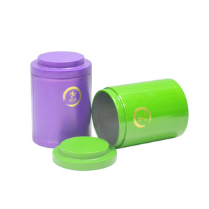 Factory Customized Logo Small Round Tea Tin Box with Step on Lid Dia 65mm Metal Tea Can Round Tube