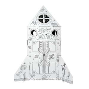 Casetta Gioco in Cartone Ecologica per Bambini, Grande, per Disegnare e Colorare, con Gioco Educativo a Razzo - Product Image 5