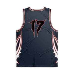 Ensemble d'uniformes de basketball HEALY Star Graphic, bleu marine, rouge, blanc, respirant, maillot et short sublimés, pour entraînement et matchs - Product Image 2