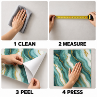 Papier peint autocollant en marbre blanc et or tourbillonnant de 60x60 cm avec surface en PET et mousse IXPE pour murs intérieurs