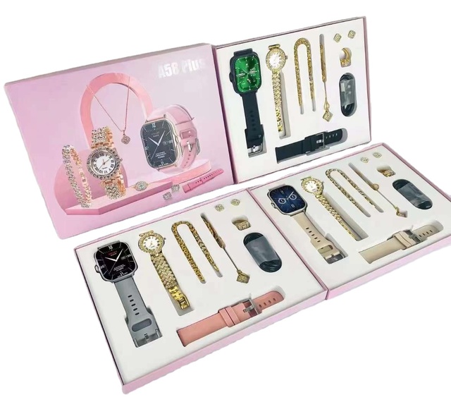 Hot 7 in 1 Strap A58plus Smart Watch 2.01inch Square Silicone Strap Quartz Lady Watch Necklace Ring A58 Plus Women Smartwatch