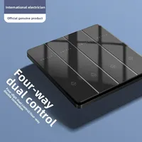 Interrupteur à bouton-poussoir ultra-mince de type 86, 58 mm, 10A, panneau en plastique noir dissimulé pour usage domestique, résistant à la friction