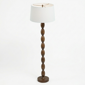 Lampe de sol en bois, lampe de sol vintage à brancher, lampe de sol de luxe, lampe de sol en tissu pour salon avec base ronde - Product Image 2