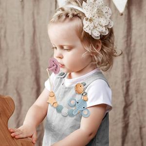 Clip Chupete Navideño de Ganchillo Hecho a Mano DIY con Cuentas de Silicona <span class=keywords><strong>y</strong></span> Mordedor de Madera para Bebé - Product Image 2