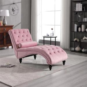 आधुनिक गर्म बेच नई शैली गुच्छेदार डिजाइन उच्च गुणवत्ता नरम गुलाबी मखमल लाउंज कुर्सी - Product Image 3