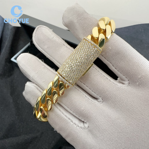 VVS Moissanite Diamond 12MM Iced Out Cuban Link Chain Buss <b>Down</b> Hip Hop Jewelry Plain Cuban Link Bracelet 925 Sterling Silver - Product Image 6