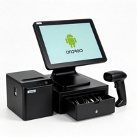 Terminal de point de vente tactile capacitif à écran simple/double noir tout-en-un Machine Android/Windows OS Wi-Fi 6 4 Go/8 Go/16 Go
