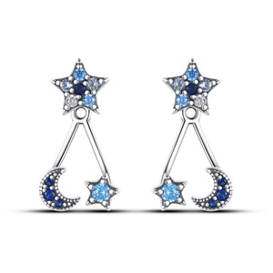 Conjunto de Pendientes de Zirconia con Colgante de Estrella Lunar, Chapados en Oro para Mujer, Elegantes y Dulces, para Aniversario de Bodas y Regalo, Joyería de Estilo Original - Product Image 4