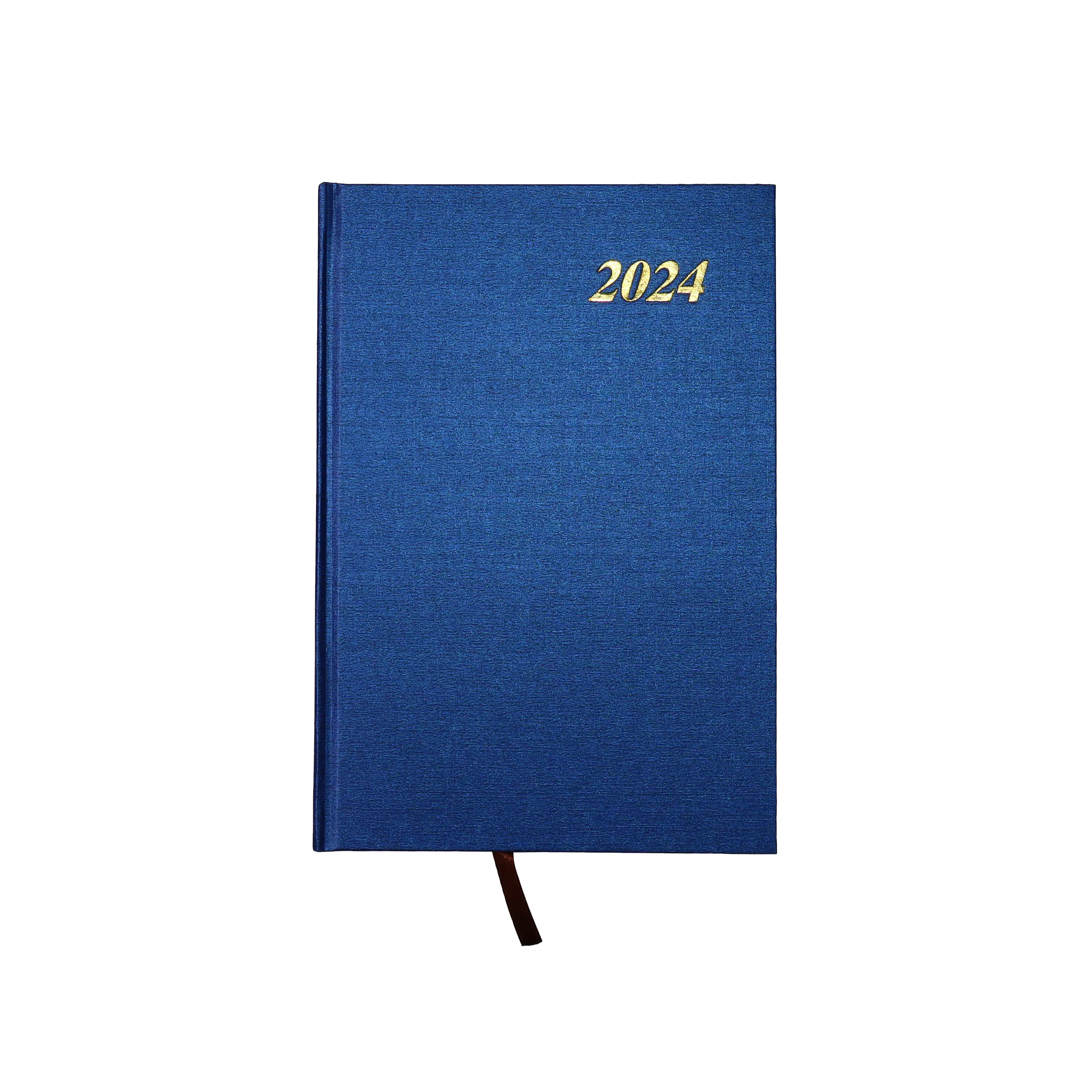Hot Selling A5 Goedkope Gedateerde Dagelijkse Planner Rechte Hoek Journal Folie Stempel Blauwe Hardcover Notebook