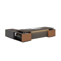 Ensemble de bureau de direction haut de gamme orange, design moderne minimaliste, construction en bois, grande taille, pour directeur/président