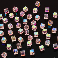 6/8mm perles de verre cristal grand trou perceuse boule Cube perles à facettes en vrac pour la fabrication d'accessoires de bijoux à bricoler soi-même