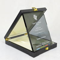 Plaques de certification rectangulaires en bois noir, récompenses personnalisées en cristal noir MH-J0574
