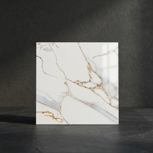 Carreaux de sol en céramique émaillée effet marbre Calacatta 40x40cm, finition mate, porcelaine, intérieur cuisine - Product Image 6