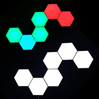 Lot de 6 lampes murales de luxe rvb à capteur tactile pour maison moderne, panneaux géométriques en nid d'abeille, lampe murale hexagonale à LED