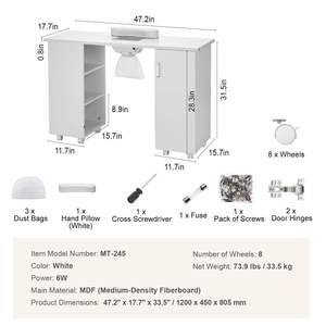 Wholesale White Modern Multi Drawer <b>Nail</b> <b>Table</b> With Built-in Dust Collector Sliding Manicure Workbench - Product Image 4