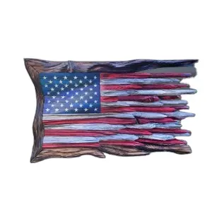 USA Independence Day Wooden American Flag Wall Decoration Metal Commemorative Pendant Decoration
