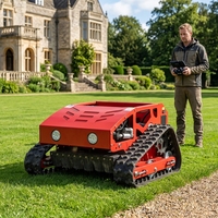 Tondeuse à gazon robotisée mini automatique à chenilles, télécommandée, à essence, pour usage domestique