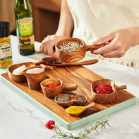 Plats à condiments faits à la main en teck massif importé, assiettes à sauce pour fondue chinoise