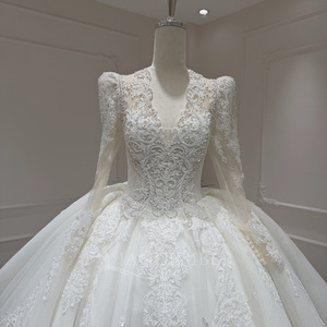 Robe de mariée élégante Jancember XX45 à col en V, motif en dentelle brodée, style empire, pour les fêtes - Product Image 4