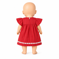 Robe de poupée personnalisée à manches volantées avec rayures rouges, décoration en dentelle florale blanche, tenue faite à la main pour poupée de simulation de 18 pouces, OEM