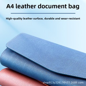 Maletín y Portadocumentos de Negocios Unisex A4 de Cuero Genuino Impermeable con Cierre Hermético en Stock - Product Image 4