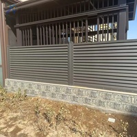 Panneau de clôture d'intimité moderne extérieur en aluminium noir et acier inoxydable à lames, pour balcon, escalier, villa, hôtel, à faire soi-même, thermolaqué