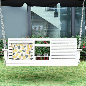 Silla Colgante de Madera de 3 Plazas con Capa Impermeable, Decoración de Jardín, Silla Columpio de Porche con Mesa de Centro <span class=keywords><strong>Plegable</strong></span> - Product Image 2