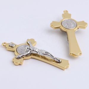 <span class=keywords><strong>Croix</strong></span> de Crucifix de 3 pouces plaquée <span class=keywords><strong>or</strong></span> véritable 24K - Product Image 2