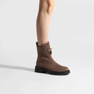 <span class=keywords><strong>Bottines</strong></span> à talon bloc avec boucle métallique pour <span class=keywords><strong>femme</strong></span>, <span class=keywords><strong>bottines</strong></span> décontractées minimalistes de qualité supérieure, <span class=keywords><strong>bottines</strong></span> polyvalentes multicolores - Product Image 2