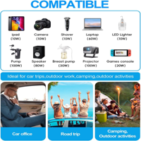 Convertisseur d'alimentation pour voiture 600W, 12V DC vers 110V 120V AC, avec port USB, adaptateur pour ordinateurs portables, smartphones, tablettes, sortie onde sinusoïdale pure