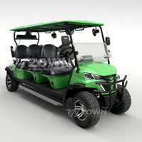 Mobil Golf Listrik 3-4 Kursi Atap Hijau Dilengkapi Speaker, Baterai Lithium Bersertifikasi CE, Motor 3-5KW, Cocok untuk Wisata Villa dan Taman