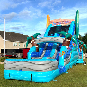 Tobogán Acuático Inflable Good Vibes Beach Surfing <span class=keywords><strong>con</strong></span> Obstáculos, <span class=keywords><strong>Casa</strong></span> <span class=keywords><strong>de</strong></span> Brinco Inflable <span class=keywords><strong>con</strong></span> Toboganes Acuáticos y <span class=keywords><strong>Piscina</strong></span> - Product Image 1