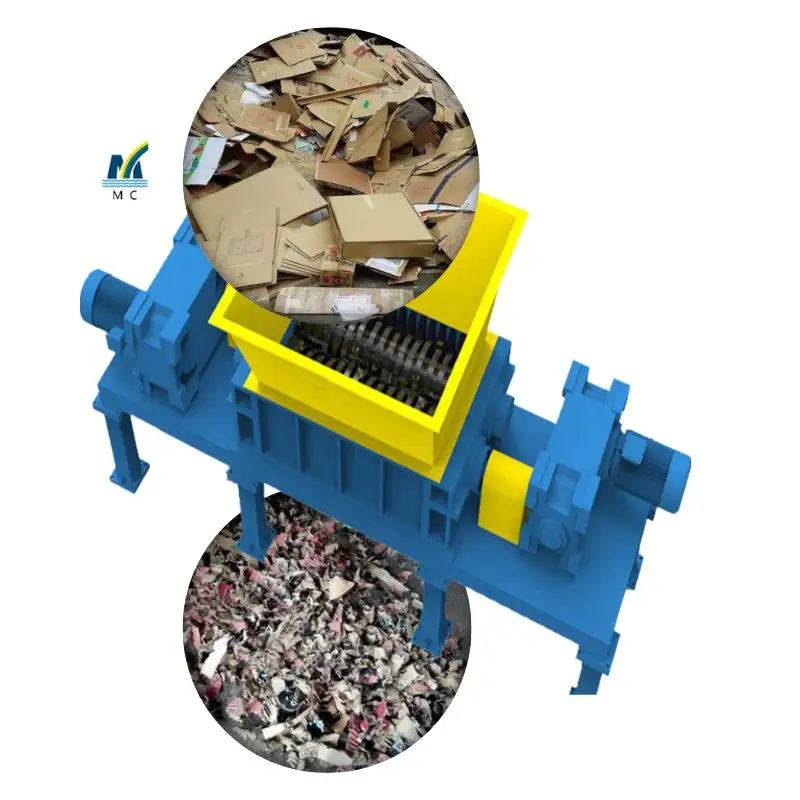 Modelo personalizado de triturador de tecido de seda para resíduos de eixo duplo Máquina trituradora totalmente automática
