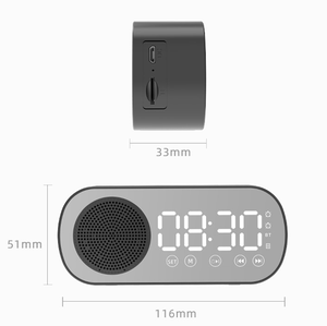 Reloj <span class=keywords><strong>Despertador</strong></span> Inalámbrico Silencioso con Altavoz, Soporte para Tarjeta de Memoria USB, Espejo LED, Pantalla Digital FM Grande para <span class=keywords><strong>Computadora</strong></span> y Hogar - Product Image 3