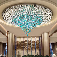 Lustre décoratif de grande taille en verre artistique de style moderne, personnalisé, pour hôtel, club, salle de banquet