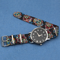 Bracelet de montre en nylon imprimé motif crâne, 18 mm, 20 mm, 22 mm, avec boucle en acier inoxydable pour montre intelligente, vente chaude