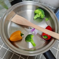 Ensemble de 4 ustensiles de cuisine en bois de hêtre non peint de 30 cm : Spatule, Cuillère, Fourchette pour poêles antiadhésives