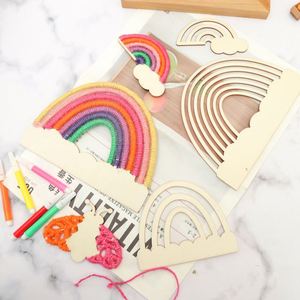 Customized Unfinished <b>Wooden</b> <b>Rainbow</b> Craft Kit with Hem Rope for Kids' Educational Play Dropshipping - Product Image 3