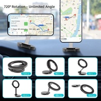 Support magnétique de voiture en métal robuste 360° °   Support de téléphone magnétique universel pliable et rotatif pour tableau de bord de voiture