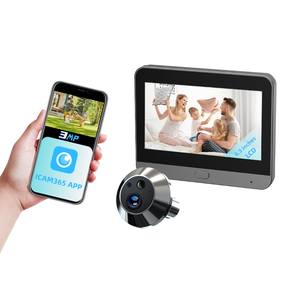 Rehent 3MP HD 140 ° のぞき穴ドアカメラ4.3 "スクリーンPIRモーション検知5000mAhドアベルアパートメントIRナイトビジョンSDカード - Product Image 1
