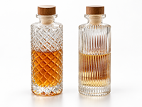 Bofanghong Bouteille diffuseur de parfum en verre transparent gaufré 160 ml, motif rayé vertical, bouteille d'arôme vide avec bouchon en liège